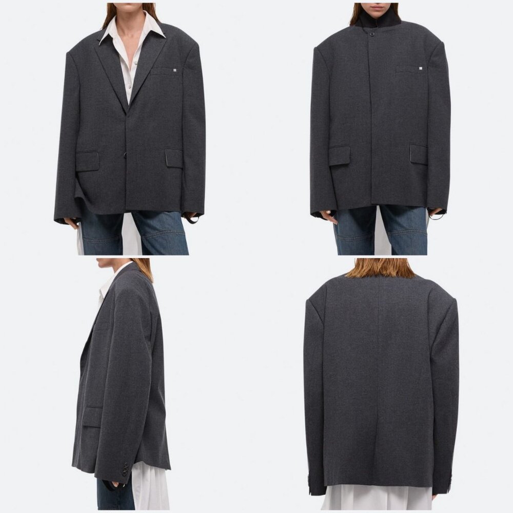 Helmut Lang Unisex Oversized Boxy Wool Blend Driver Blazer